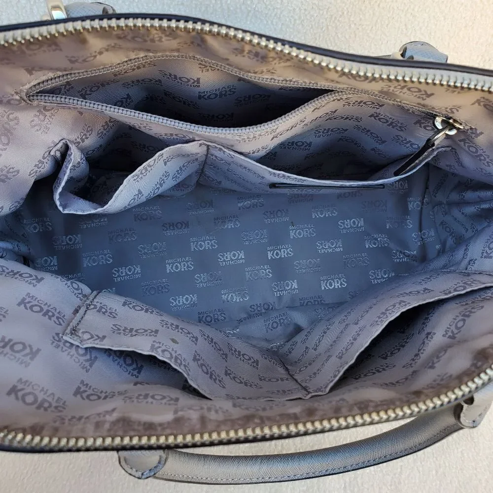 Michael Kors Gray Saffiano Leather Crossbody Satchel